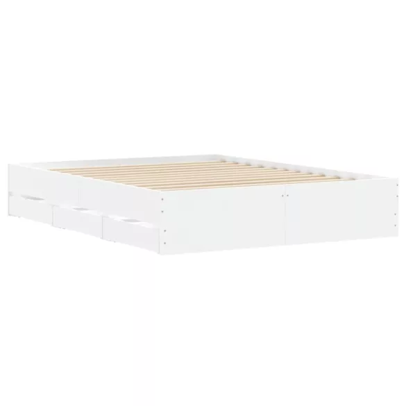 fehér szerelt fa ágykeret fiókokkal 150 x 200 cm