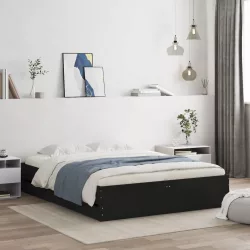 fekete szerelt fa ágykeret fiókkal 150 x 200 cm