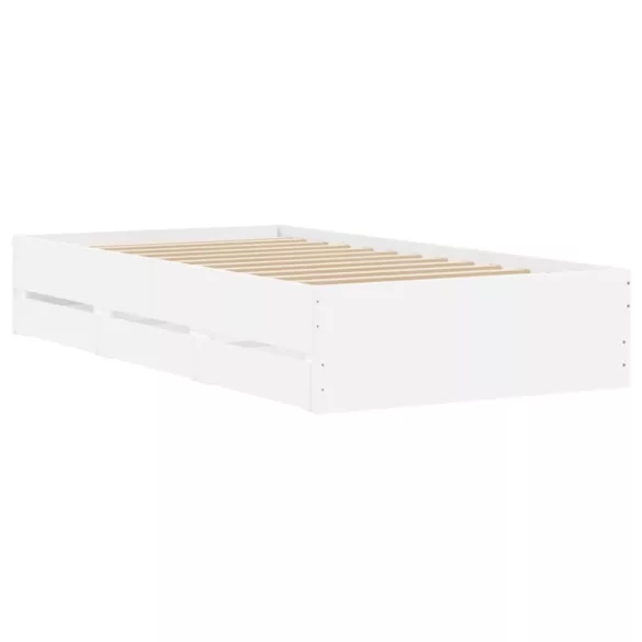 fehér szerelt fa ágykeret fiókokkal 100 x 200 cm