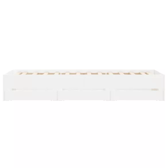 fehér szerelt fa ágykeret fiókokkal 100 x 200 cm