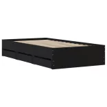fekete szerelt fa ágykeret fiókokkal 100 x 200 cm