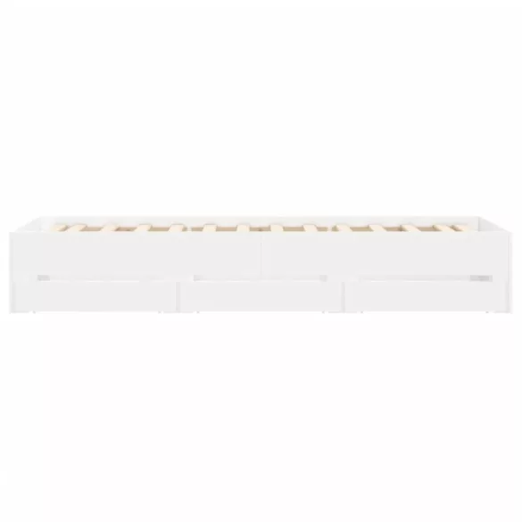 fehér szerelt fa ágykeret fiókokkal 90 x 200 cm