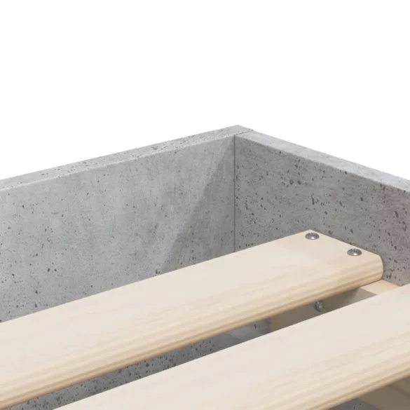betonszürke szerelt fa ágykeret fiókokkal 90 x 200 cm