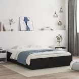 fekete szerelt fa ágykeret fiókkal 140 x 190 cm