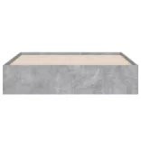 betonszürke szerelt fa ágykeret fiókokkal 140 x 190 cm