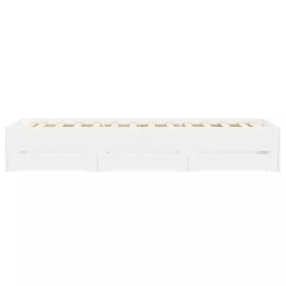 fehér szerelt fa ágykeret fiókokkal 75x190 cm