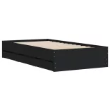 fekete szerelt fa ágykeret fiókokkal 75x190 cm