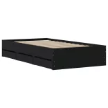 fekete szerelt fa ágykeret fiókokkal 75x190 cm