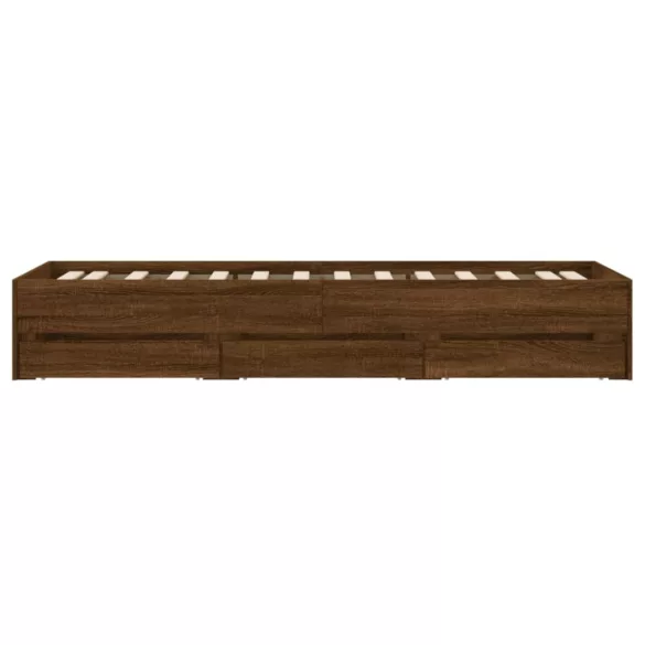 barna tölgyszínű szerelt fa ágykeret 75 x 190 cm