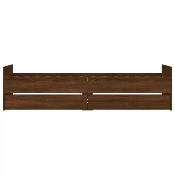 barna tölgyszínű műfa ágykeret fiókokkal 100 x 200 cm