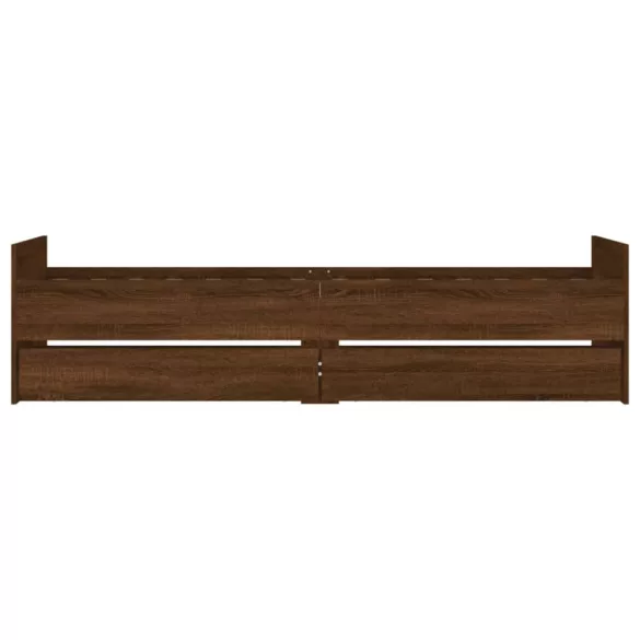 barna tölgyszínű műfa ágykeret fiókokkal 90 x 190 cm