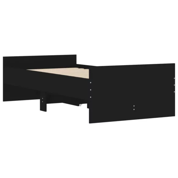 fekete kicsi egyszemélyes ágykeret fiókokkal 75 x 190 cm