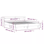 fekete szerelt fa ágykeret fejtámlával 200 x 200 cm