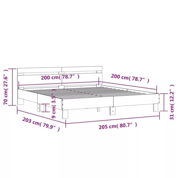 fekete szerelt fa ágykeret fejtámlával 200 x 200 cm