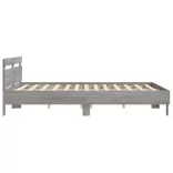 szürke sonoma színű szerelt fa ágykeret fejtámlával 200x200 cm