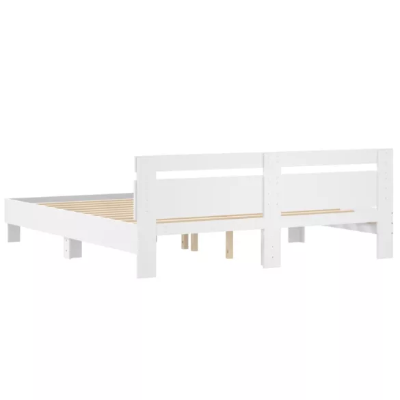 fehér szerelt fa ágykeret fejtámlával 160 x 200 cm