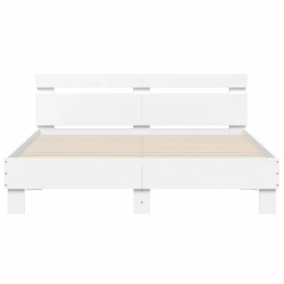 fehér szerelt fa ágykeret fejtámlával 140 x 200 cm