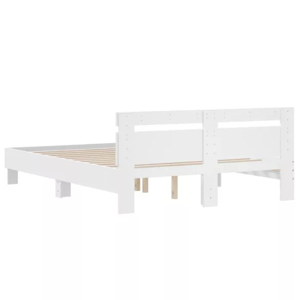 fehér szerelt fa ágykeret fejtámlával 140 x 200 cm
