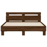 barna tölgy színű szerelt fa ágykeret fejtámlával 140x200 cm