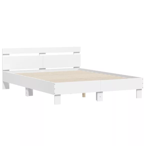 fehér szerelt fa ágykeret fejtámlával 140 x 190 cm
