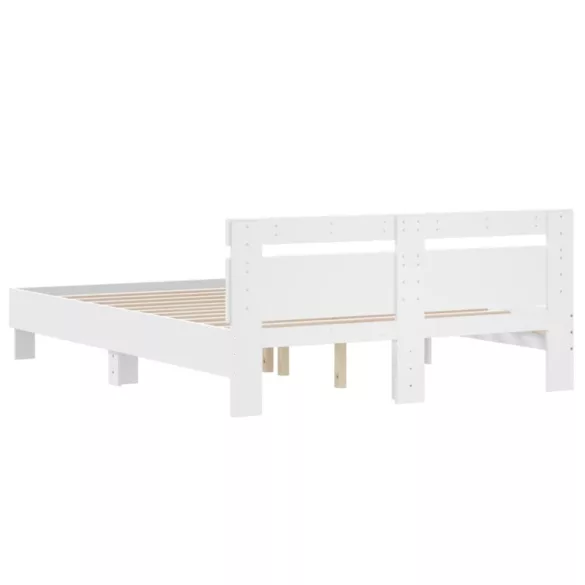 fehér szerelt fa ágykeret fejtámlával 140 x 190 cm