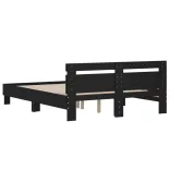fekete szerelt fa ágykeret fejtámlával 140 x 190 cm