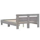 szürke sonoma színű szerelt fa ágykeret fejtámlával 135x190 cm