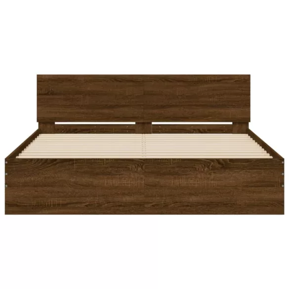 barna tölgyszínű ágykeret fejtámlával 150 x 200 cm