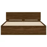 barna tölgy színű ágykeret fejtámlával 140 x 190 cm