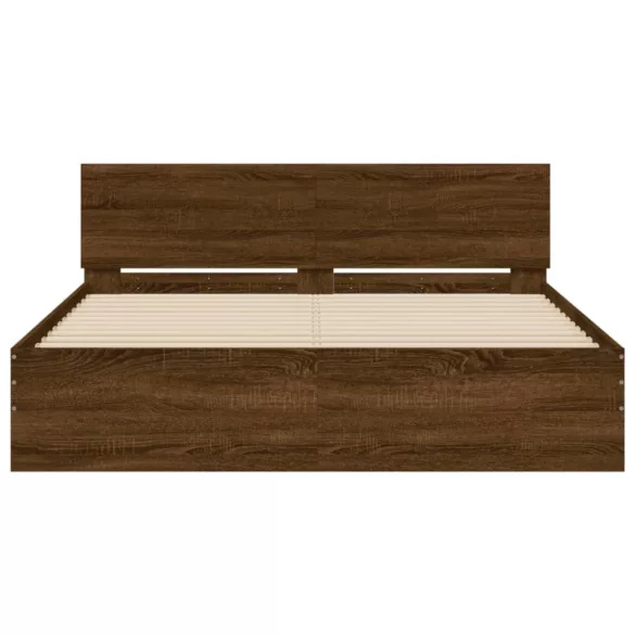 barna tölgy színű ágykeret fejtámlával 140 x 190 cm