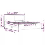 barna tölgy színű ágykeret fejtámlával 140 x 190 cm