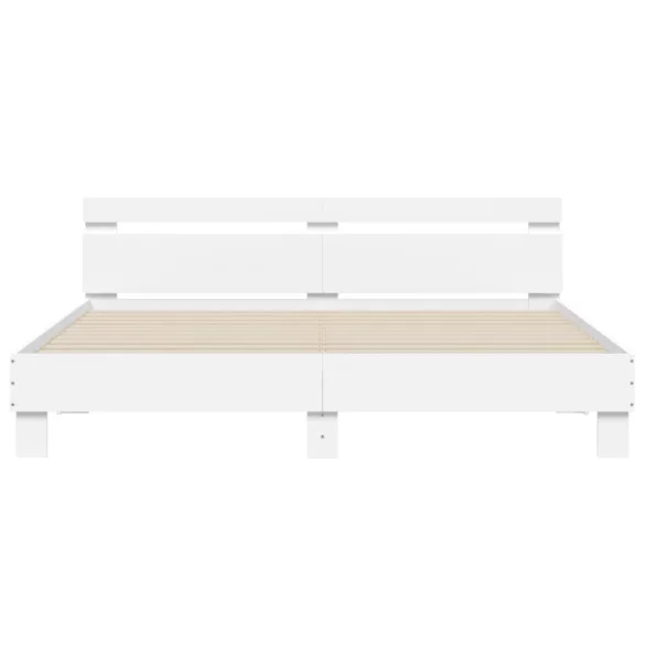 fehér ágykeret fejtámlával és LED-del 200 x 200 cm