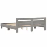 szürke sonoma színű ágykeret fejtámlával és LED-del 200x200 cm