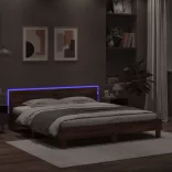 barna tölgy ágykeret fejtámlával és LED-del 200 x 200 cm