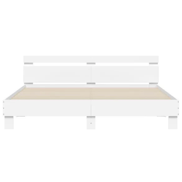 fehér ágykeret fejtámlával és LED-del 180 x 200 cm