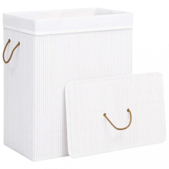 fehér egyrészes bambusz szennyestartó kosár 83 L