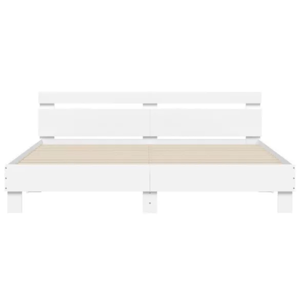 fehér ágykeret fejtámlával és LED-del 160 x 200 cm