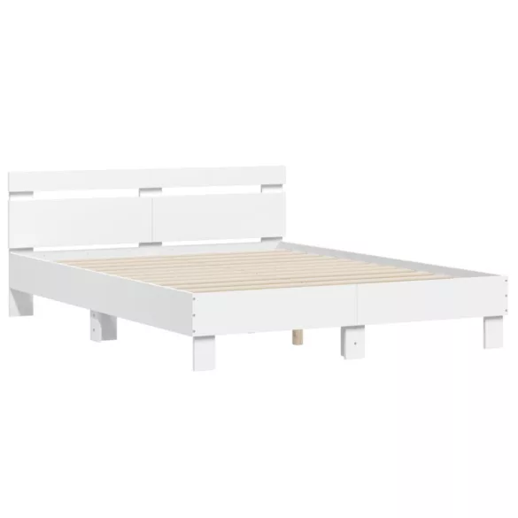 fehér ágykeret fejtámlával és LED-del 150 x 200 cm