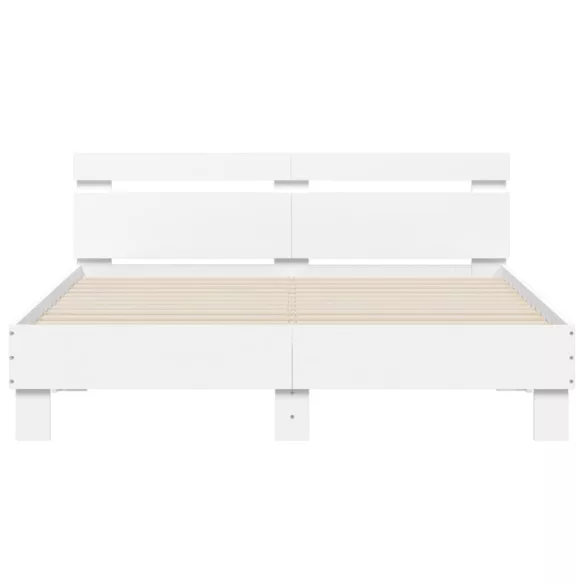 fehér ágykeret fejtámlával és LED-del 150 x 200 cm