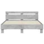betonszürke ágykeret fejtámlával és LED-del 150x200 cm