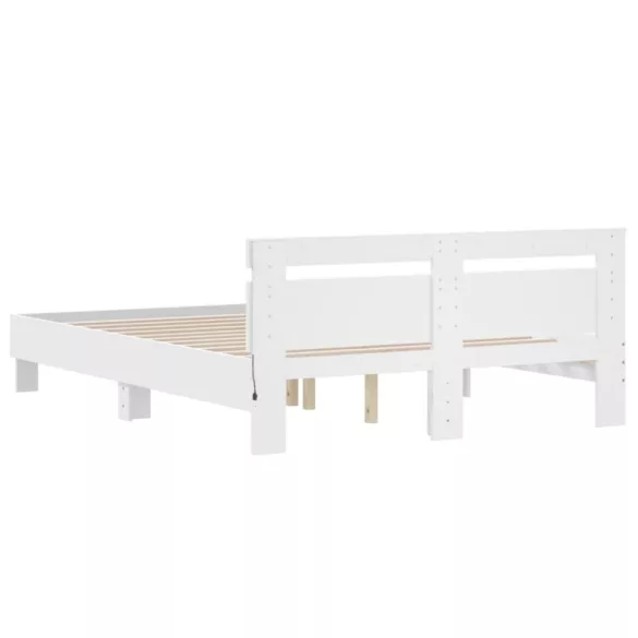 fehér ágykeret fejtámlával és LED-del 140 x 200 cm