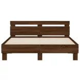 barna tölgy színű ágykeret fejtámlával és LED-del 140x200 cm