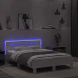 fehér ágykeret fejtámlával és LED-del 120 x 200 cm