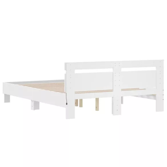 fehér ágykeret fejtámlával és LED-del 140 x 190 cm