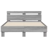 szürke sonoma színű ágykeret fejtámlával és LED-del 135x190 cm