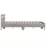 szürke sonoma színű ágykeret fejtámlával és LED-del 135x190 cm