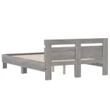 szürke sonoma színű ágykeret fejtámlával és LED-del 135x190 cm