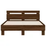 barna tölgy színű ágykeret fejtámlával és LED-del 135x190 cm