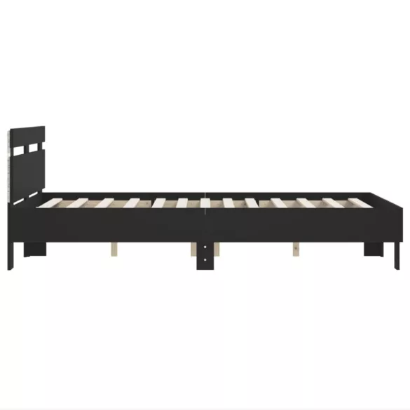 fekete ágykeret fejtámlával és LED-del 120 x 190 cm