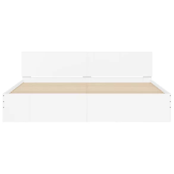 fehér ágykeret fejtámlával és LED-del 200 x 200 cm